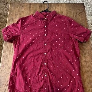 American Eagle Outfitters Maroon Polka Dot Shirt